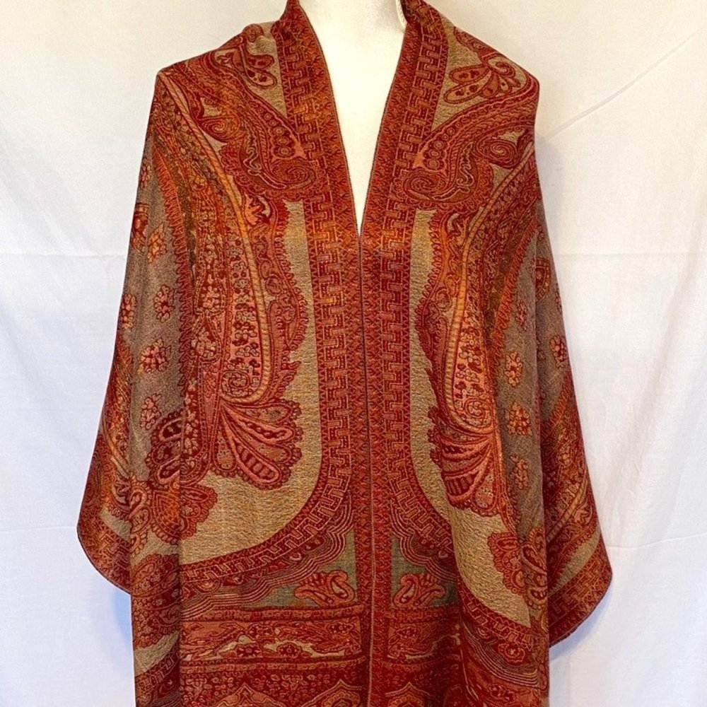NWT! BIKO Women Large Scarf Wrap Stole Maroon Mix Acrylic Scarf Shawl ~74" x 26"